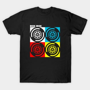 "Box Box" F1 Tyre Compound Design T-Shirt